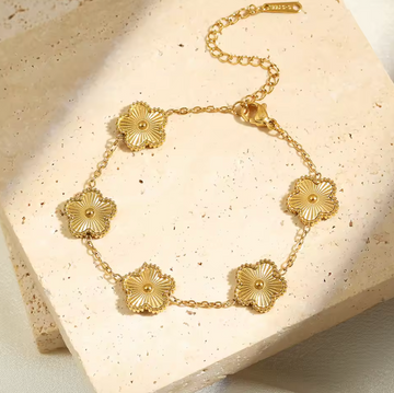 Gold Five Leaf Bracelet
