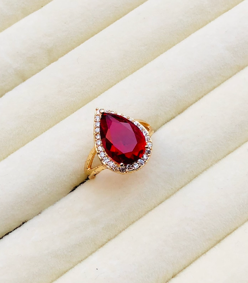 Maroon Drop Ring