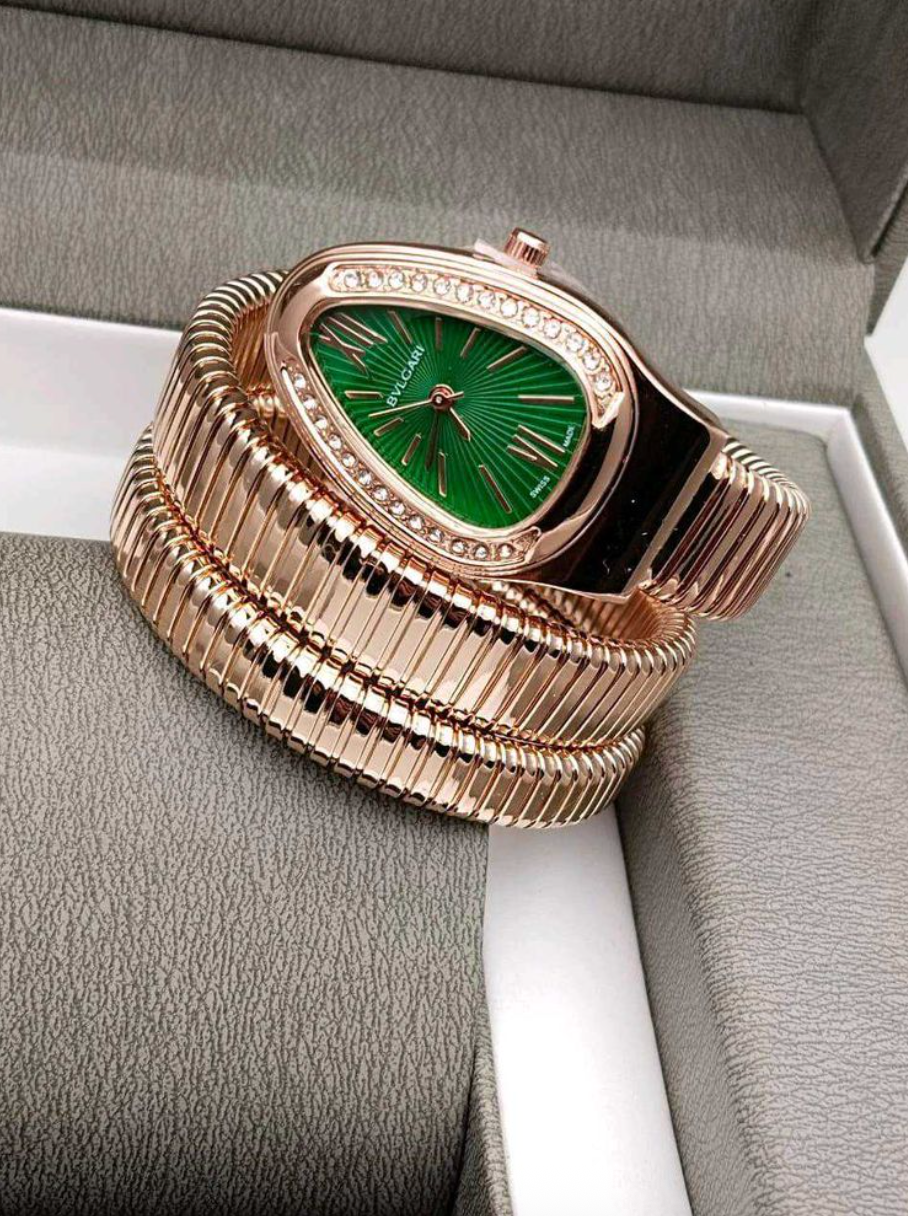 Snake Watch Rose Gold - Green Dial