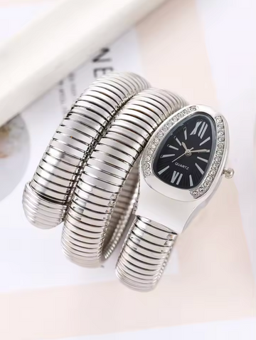Snake Watch Silver - Black Dial