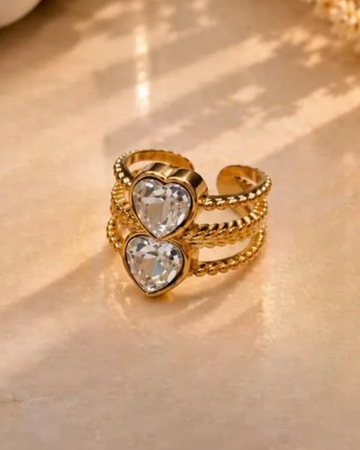 Double Heart Ring (White)