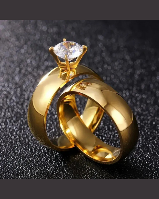 Pair of Crown and Wide-Face Ring