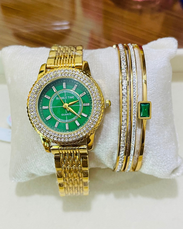 MZW117 Watch and Emerald Stone Bangle Duo