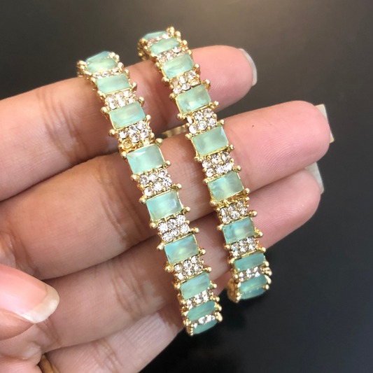2 Pcs Sea-Green Stone Bangles