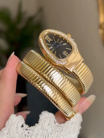 Snake Watch Gold - Black Dial