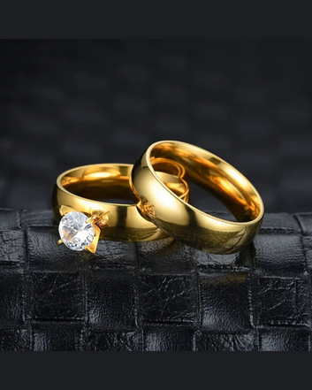 Pair of Crown and Wide-Face Ring