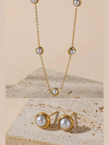 3pcs Pearl-Embellished Jewellery Set