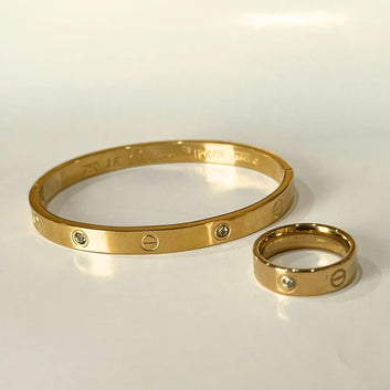 2 Pcs Cartier Love Bangle and Ring Combo