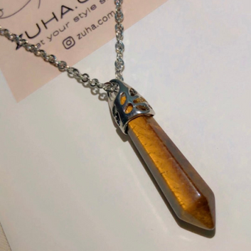 Tiger-Eye Pointed Stone Necklace