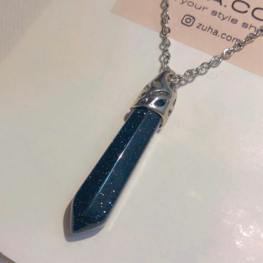 Blue Sand Stone Pointed Necklace