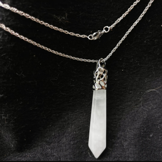 White Quartz Pointed Stone Necklace