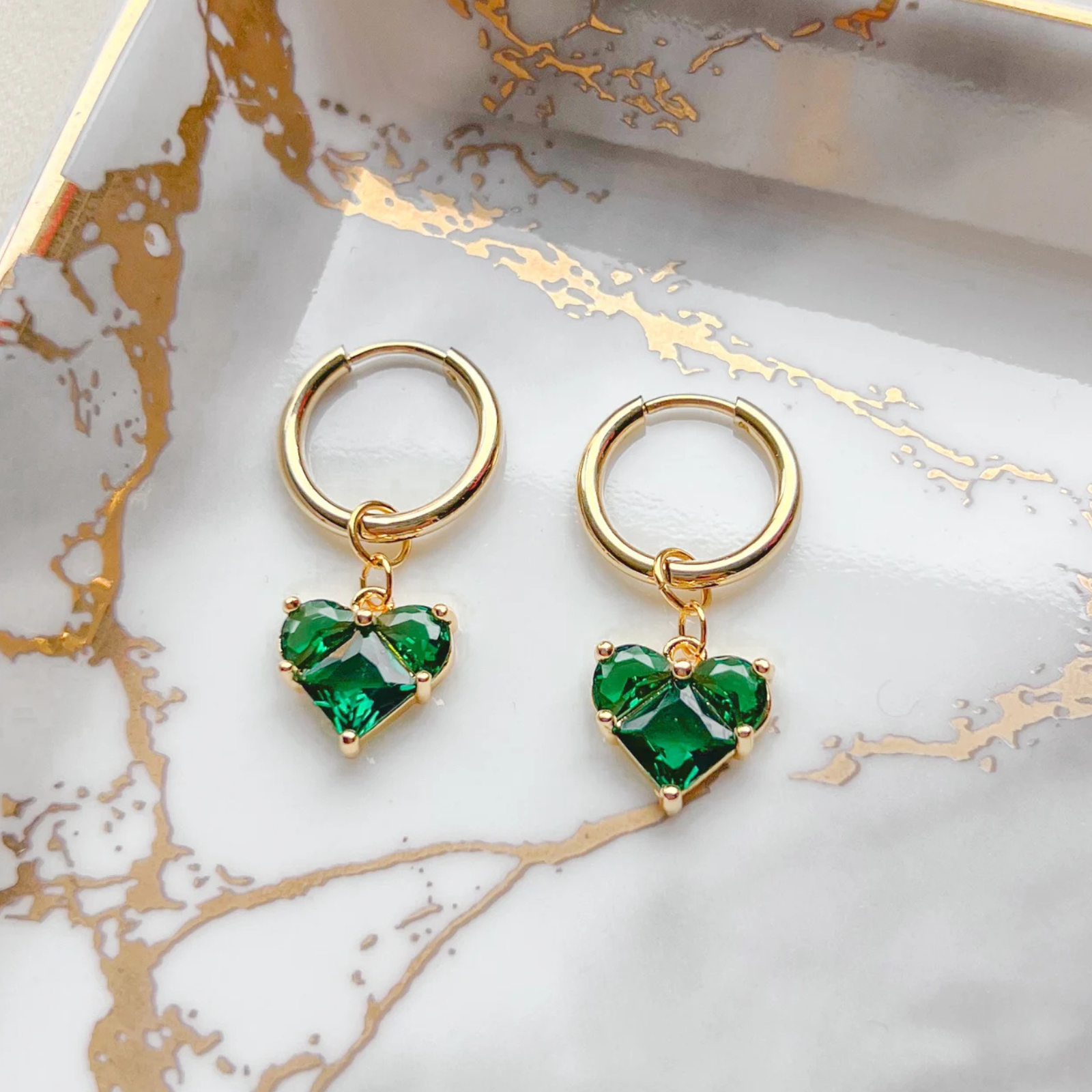 Zircon Heart Ear Hoops