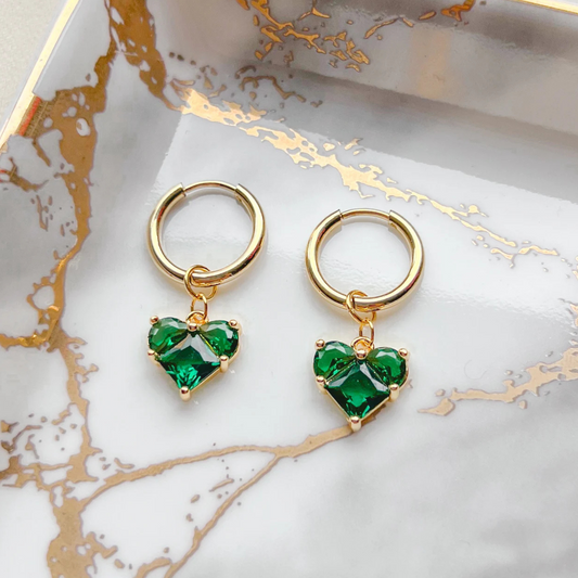 Zircon Heart Ear Hoops
