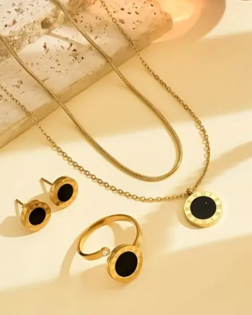 4 Pcs Roman Number Necklace Set