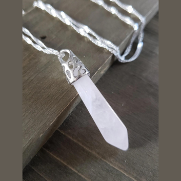 White Quartz Pointed Stone Necklace