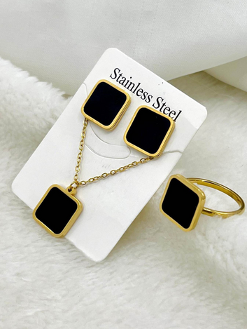 4Pcs Black Square Jewellery Set