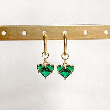 Zircon Heart Ear Hoops