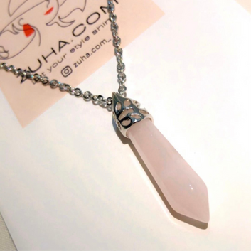 Rose Quartz Pointed Stone Necklace