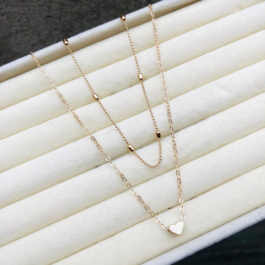 Double Chain Heart Necklace