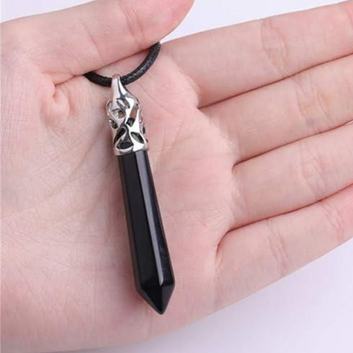 Black Agate Pointed Stone Necklace