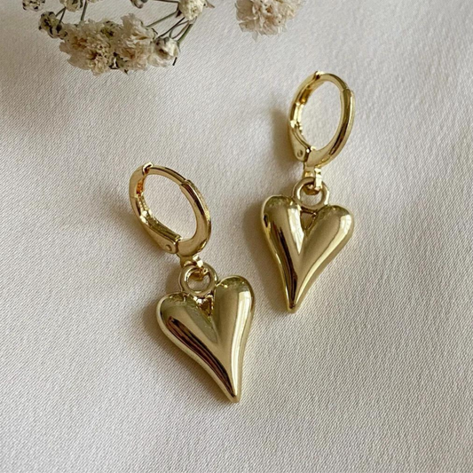 Solid Heart Ear Hoops