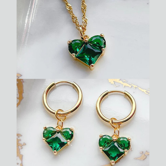 3pcs Zircon Heart Set