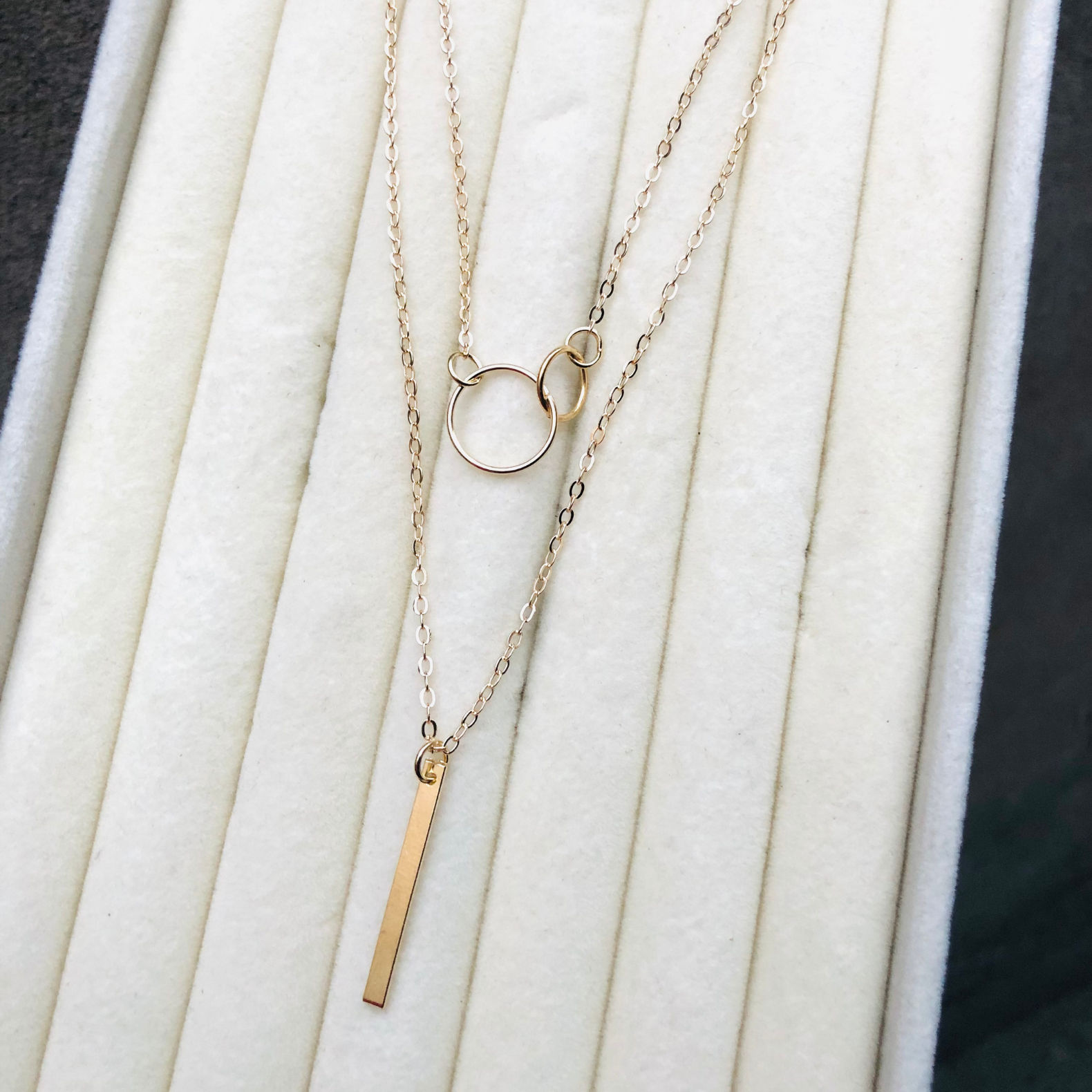 Hollow Circle Double Chain Necklace