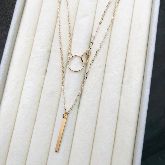 Hollow Circle Double Chain Necklace