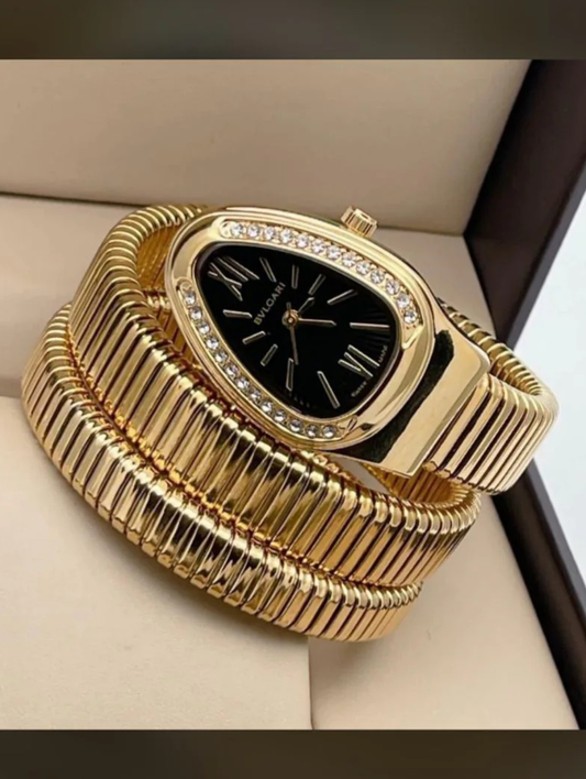 Snake Watch Gold - Black Dial