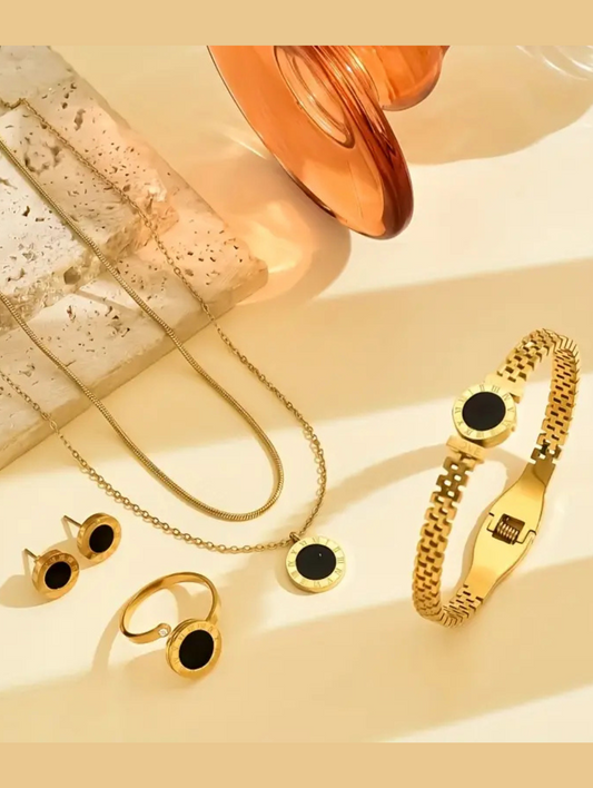 5pcs Stylish Roman Number Jewellery Set