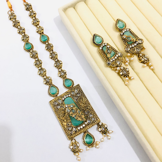 Antique Gold Sea-Green Jewellery Set