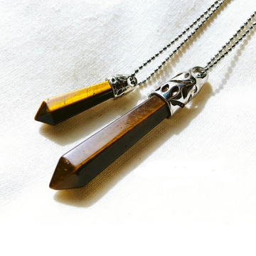 Tiger-Eye Pointed Stone Necklace