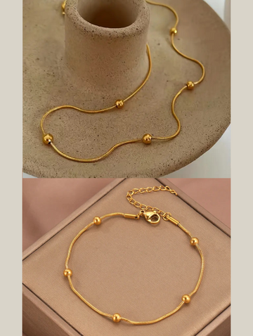 2Pcs Beaded Chain and Bracelet Combo