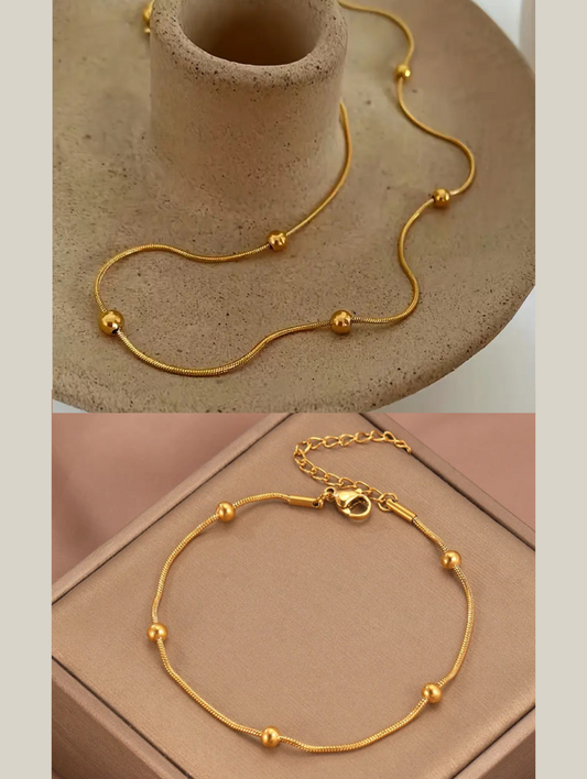 2Pcs Beaded Chain and Bracelet Combo