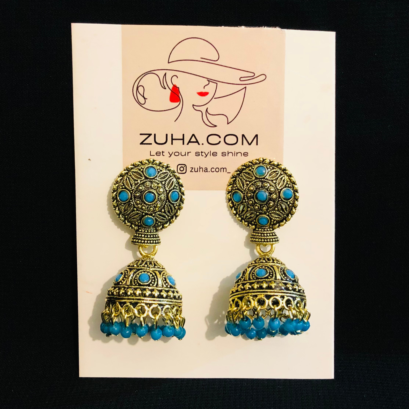 Blue Stone Antique Jhumki