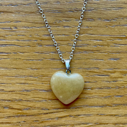 Yellow Jade Heart Necklace