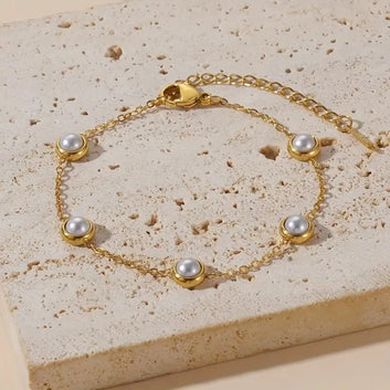 4pcs Pearl-Embellished Jewellery Set