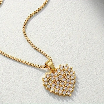 Full Zircon Heart Necklace