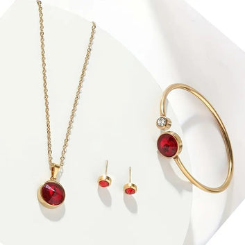 4pcs Red Zircon Set