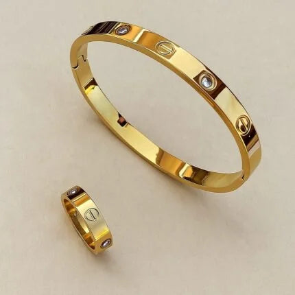 2 Pcs Cartier Love Bangle and Ring Combo