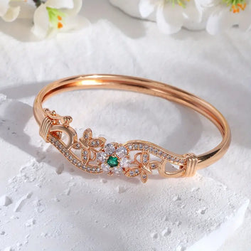 Green Stone Floral Handcuff