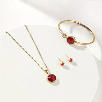 4pcs Red Zircon Set