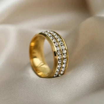 Double Stone-Line Ring